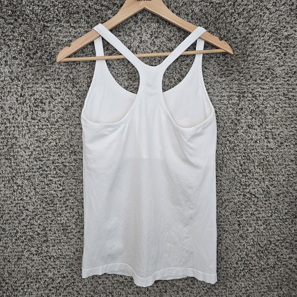 Lululemon Top Womens 12 White Ebb To Street Tank II Stretch Yoga Racerback - Picture 6 of 8